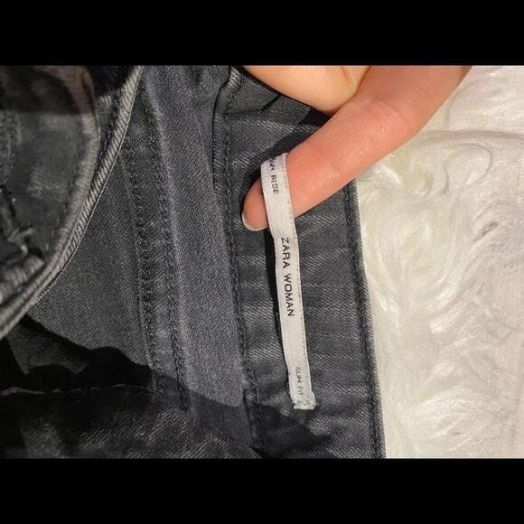 Zara black / grey jeans mid waist skinny size 2 - Picture 2 of 3